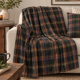 Donkere Cottagecore Zwarte Roest Plaid Fleece Deken