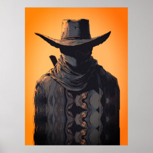 Donkere Cowboy Outlaw Muur Kunst Print