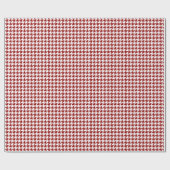 Donkere Crimson Red White Small Houndstooth Check Cadeaupapier (Vlak)