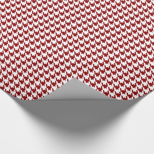 Donkere Crimson Red White Small Houndstooth Check Cadeaupapier (Hoek)