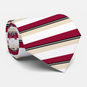 Donkere Crimson White Black & Gold Striped Stropda Stropdas (Opgerold)