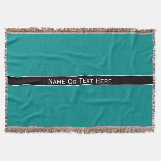 Donkere cyaan blauwe aangepaste naam of tekst hier deken (Voorkant)