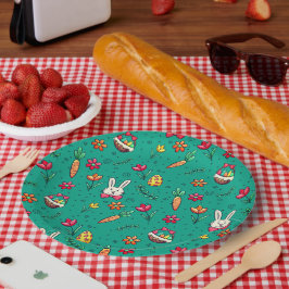 Donkere Cyaan Easter Pattern-Borden Papieren Bordje