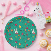 Donkere Cyaan Easter Pattern-Borden Papieren Bordje (Feest)