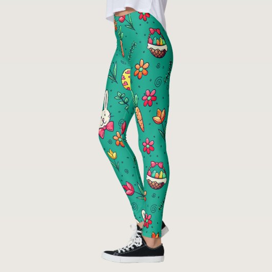 Donkere Cyaan Easter Pattern-Leggings Leggings (Links)