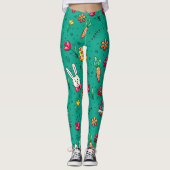 Donkere Cyaan Easter Pattern-Leggings Leggings (Voorkant)