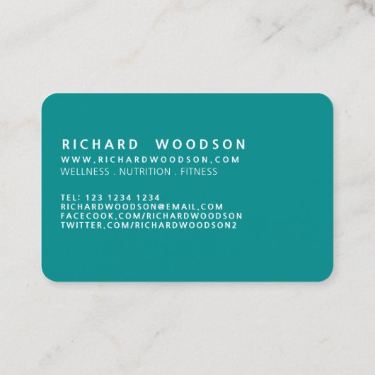 Donkere cyaan FreeLance Social Trendy Modern Visitekaartje (Achterkant)