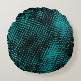 Donkere cyaan-groene strepen, kruisend als bolap rond kussen