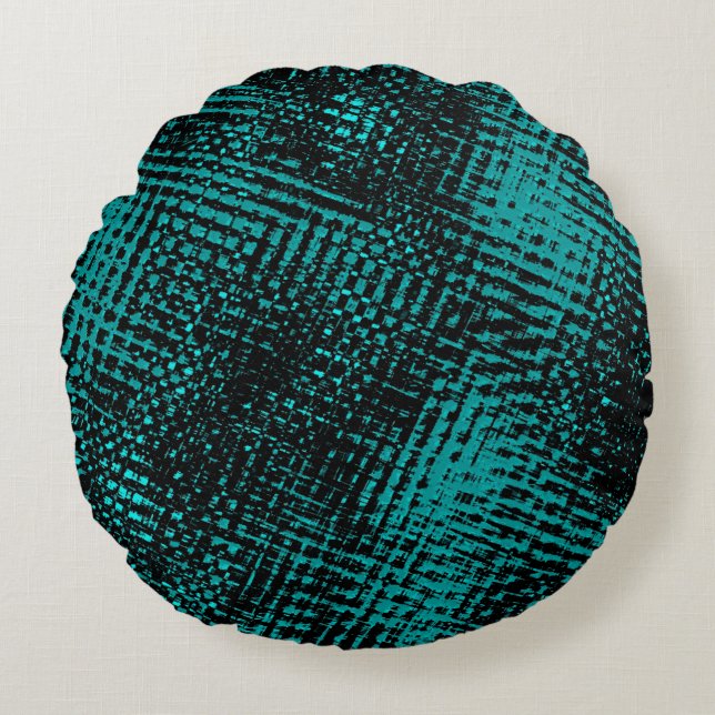 Donkere cyaan-groene strepen, kruisend als bolap rond kussen (Voorkant)