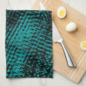 Donkere cyaan-groene strepen, kruisend als bolap theedoek (Quarter Fold)