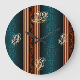 Donkere Damask en Gold Wall Clock Grote Klok