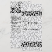 Donkere damast Wedding menu (Voorkant / Achterkant)