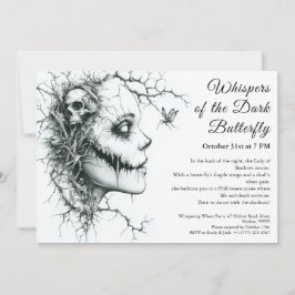 Donkere Dame Halloween Uitnodiging – Vlinder & Sch