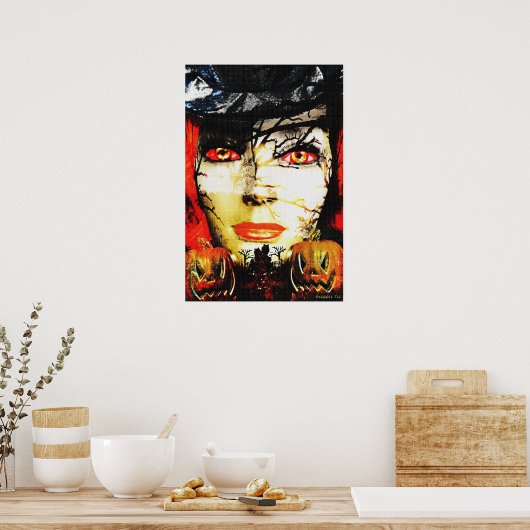 Donkere dame van Halloween Poster (Keuken)
