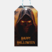 Donkere demon met oranje rook halloween cadeaulabel (Voorkant)