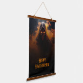 Donkere demon met oranje rook Halloween Hangend Wandkleed (Gebogen)