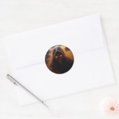 Donkere demon met oranje rook Halloween Ronde Sticker (Envelop)