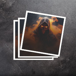 Donkere demon met oranje rook Halloween Servet