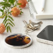 Donkere demon met oranje rook Halloween Sleutelhan Sleutelhanger (Zijkant)