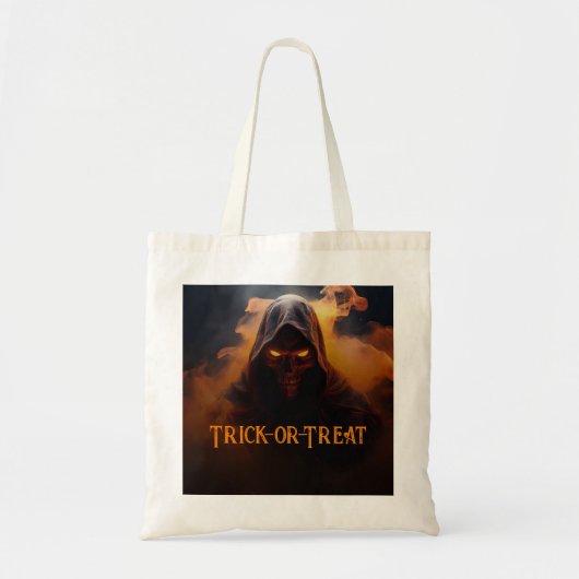 Donkere demon met oranje rook Halloween Tote Bag (Voorkant)