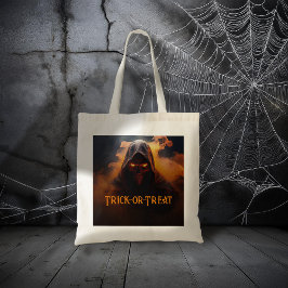 Donkere demon met oranje rook Halloween Tote Bag