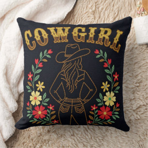 Donkere Denim Cowgirl Worp Kussen