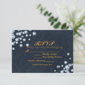 Donkere Denim & Diamonds Verjaardagsfeest RSVP-kaa RSVP Kaartje (Staand voorkant)