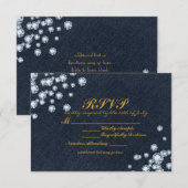 Donkere Denim & Diamonds Verjaardagsfeest RSVP-kaa RSVP Kaartje (Voorkant / Achterkant)