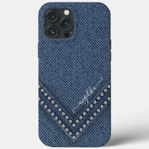 Donkere denim met V-vorm Rhinestones Case-Mate iPhone Case