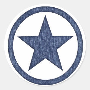 Donkere Denim Stof Westerne Star Badge Stickers