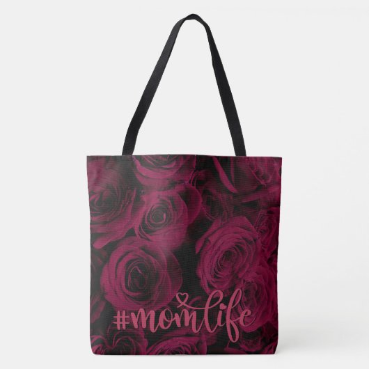 Donkere diepe rode magenta bogundy rozen mam leven tote bag (Voorkant)