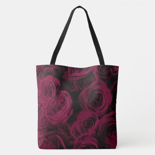 Donkere diepe rode magenta bogundy rozen mam leven tote bag (Achterkant)