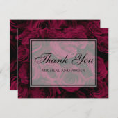 Donkere dieprode magenta rozen bedankkaart (Voorkant / Achterkant)