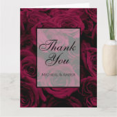 Donkere dieprode magenta rozen bedankkaart (Voorkant)