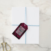Donkere dieprode magenta rozen cadeaulabel (Met Touw)