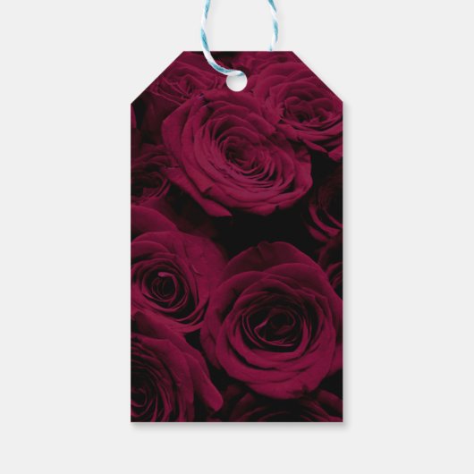 Donkere dieprode magenta rozen cadeaulabel (Achterkant)