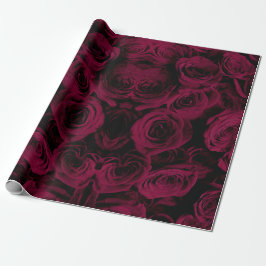 Donkere dieprode magenta rozen cadeaupapier