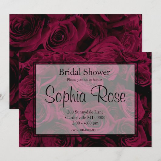 Donkere dieprode magenta rozen kaart (Voorkant / Achterkant)