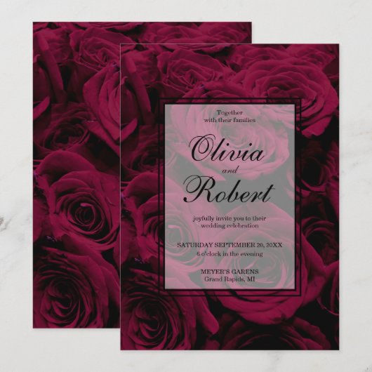 Donkere dieprode magenta rozen kaart (Voorkant / Achterkant)