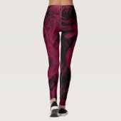 Donkere dieprode magenta rozen leggings (Achterkant)