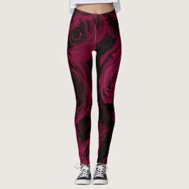 Donkere dieprode magenta rozen leggings