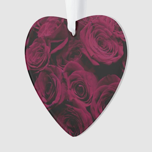 Donkere dieprode magenta rozen ornament (voorkant)