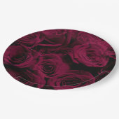 Donkere dieprode magenta rozen papieren bordje (Gekanteld)