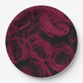 Donkere dieprode magenta rozen papieren bordje (Voorkant)