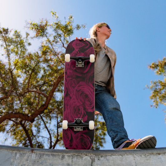 Donkere dieprode magenta rozen persoonlijk skateboard (Buiten 1)