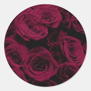 Donkere dieprode magenta rozen ronde sticker