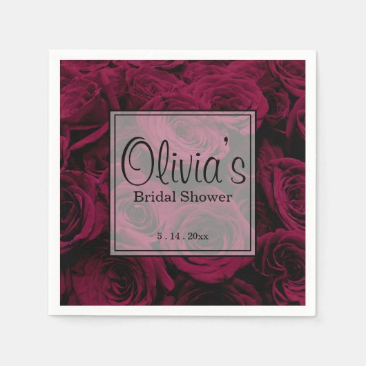 Donkere dieprode magenta rozen servet (Voorkant)