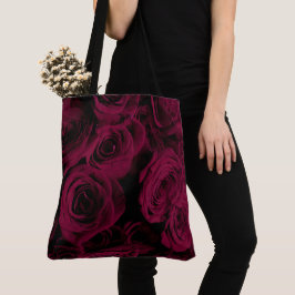 Donkere dieprode magenta rozen tote bag
