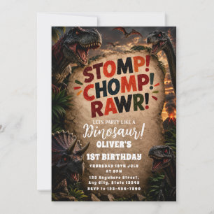Donkere Dinosaurus Jungle Feest Uitnodiging