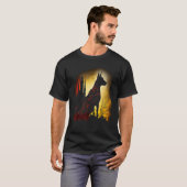 Donkere Dobermann Superheld Silhouet Post Apocalyp T-shirt (Voorkant volledig)